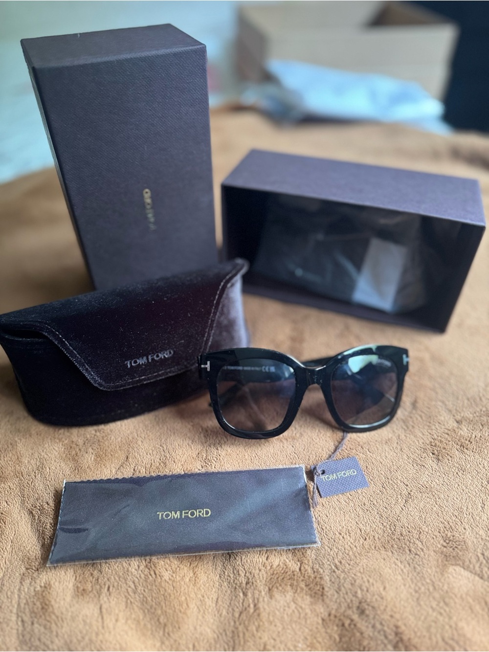 Tom Ford Black Unisex Sunglasses with Gradient Lenses